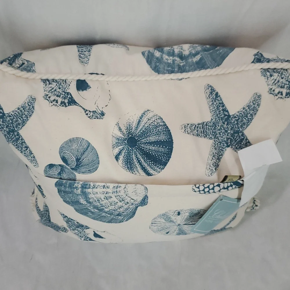 NWT Stratford Beach House Shell Coastal Canvas Down Filled Nautical Decor Pillow
